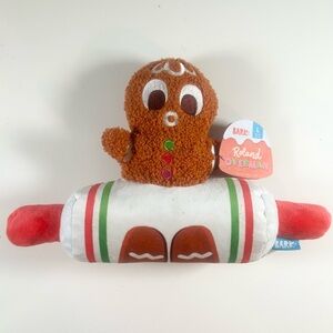 Bark Box Roland Overland Brown and Red Gingerbread Rolling Pin Dog Toy Large